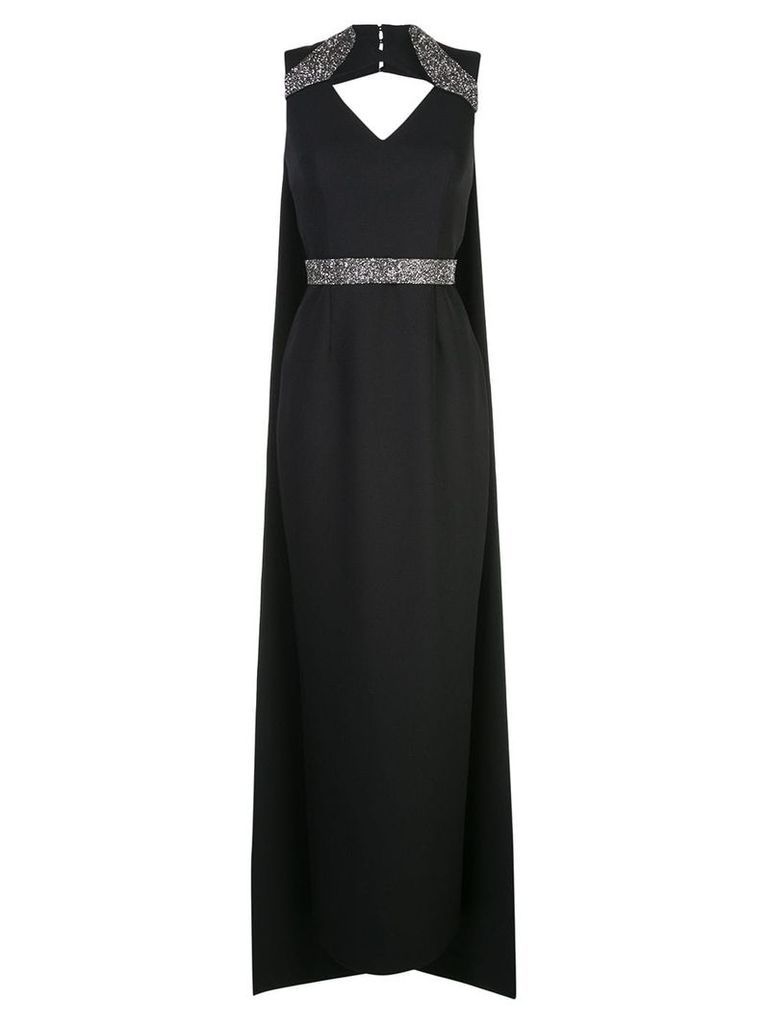 Safiyaa glitter embellished evening dress - Black