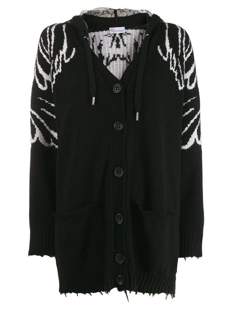 Red Valentino hooded wings knit cardigan - Black