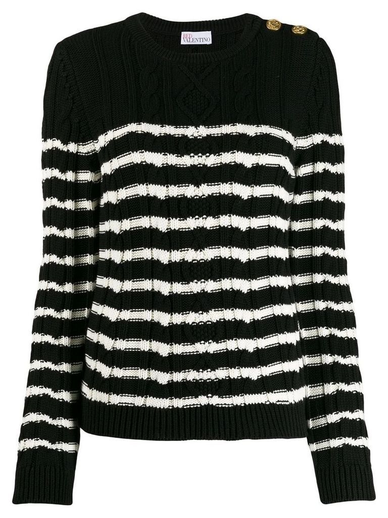 Red Valentino cable knit striped sweater - Black