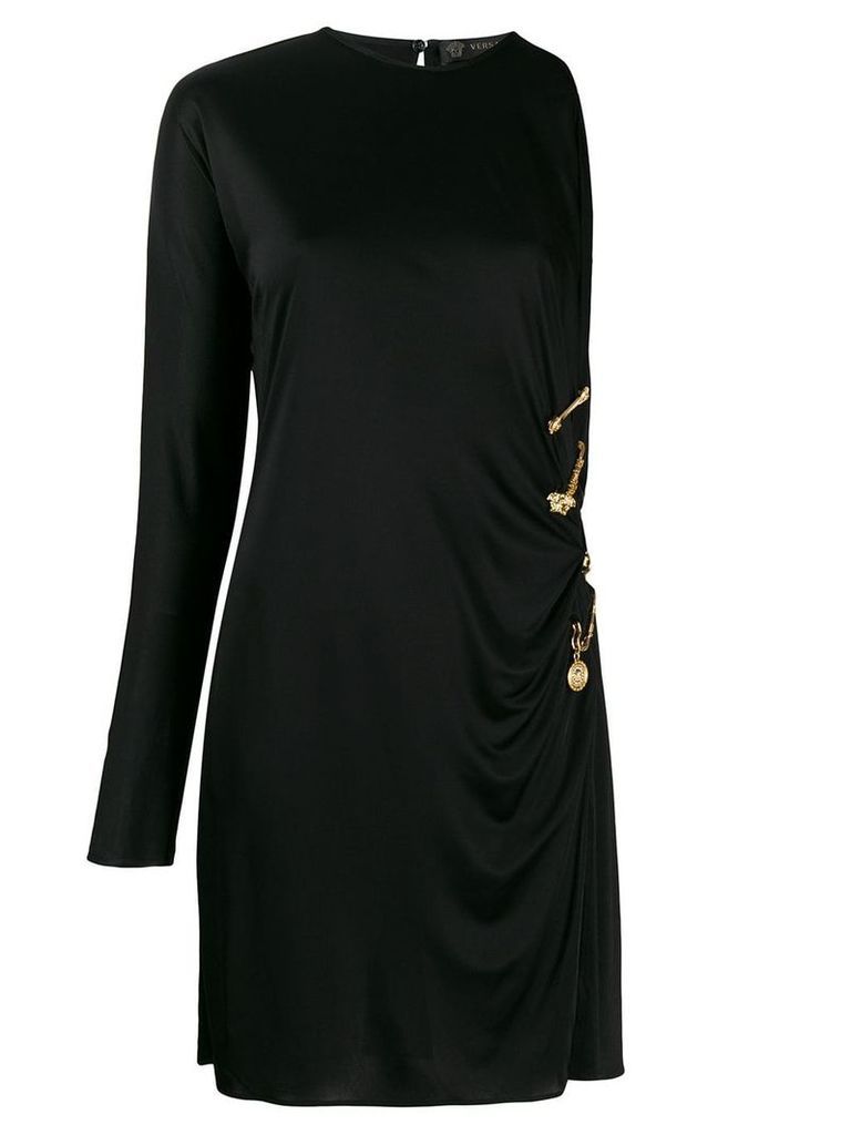 Versace draped safety pin dress - Black