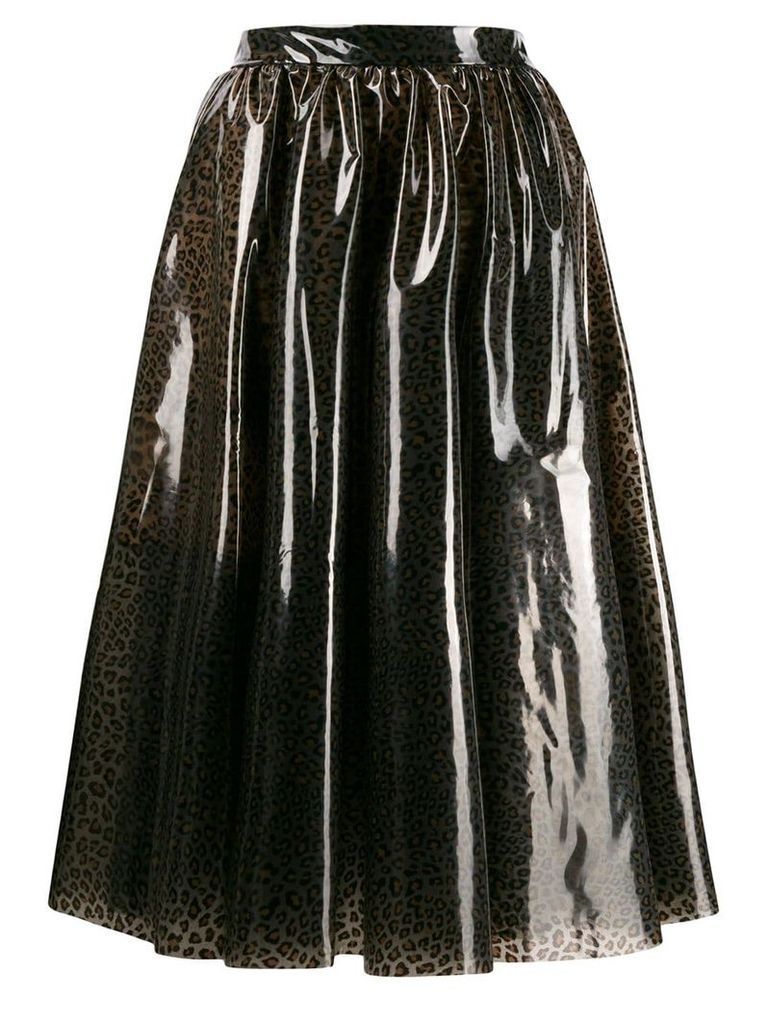 MSGM animalier print flared skirt - Brown