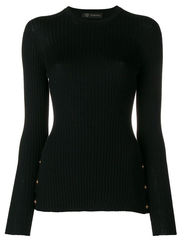 Versace medallion-embellished ribbed sweater - Black
