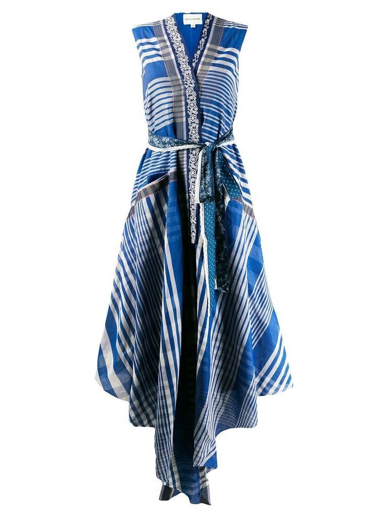 Rahul Mishra striped drape dress - Blue