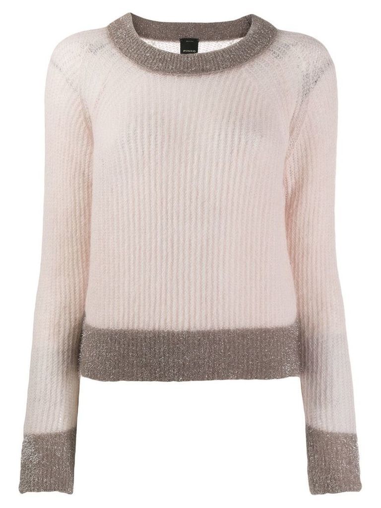 Pinko cropped knitted sweater - NEUTRALS
