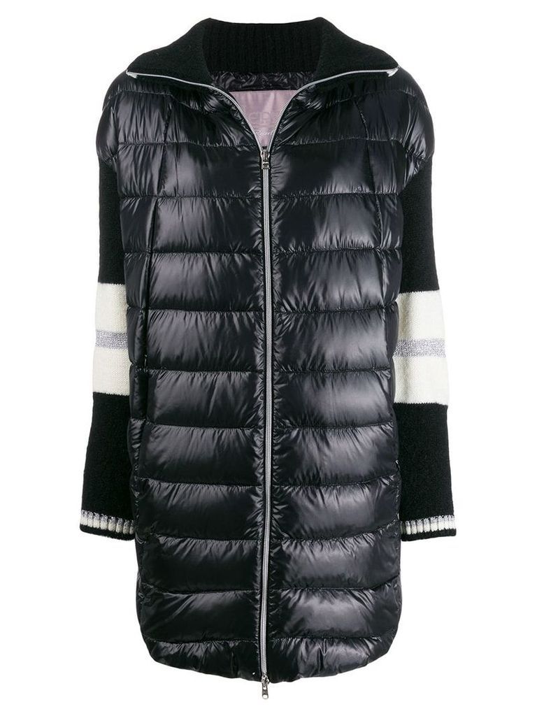 Herno knitted sleeve quilted coat - Black
