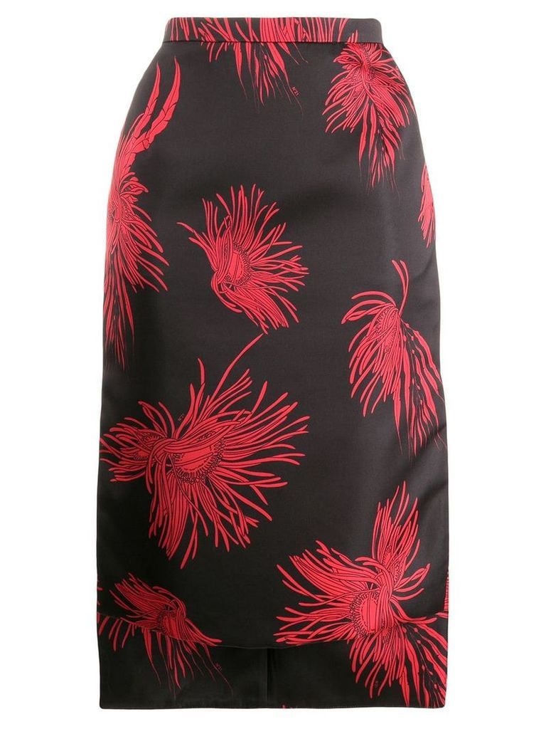 Nº21 floral print pencil skirt - Black