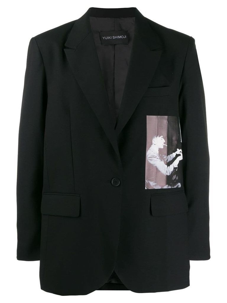 Yuiki Shimoji graphic print oversize blazer - Black