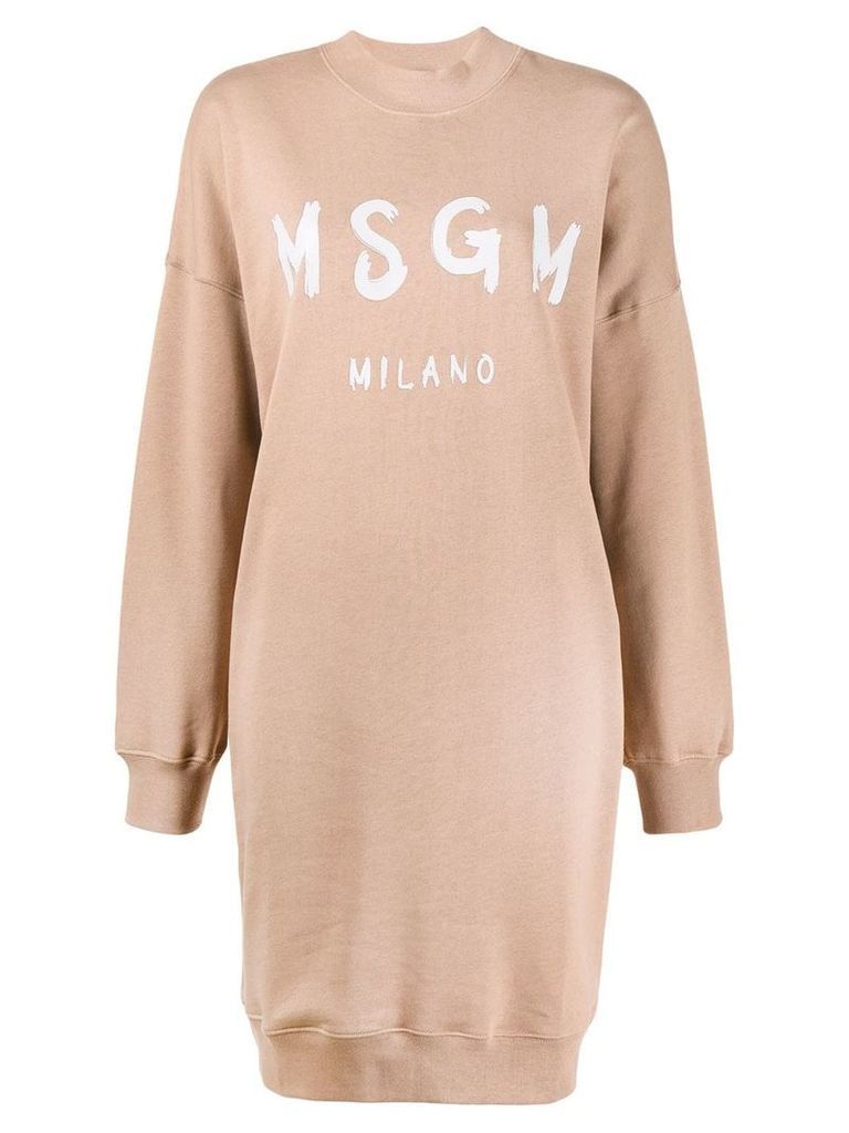 MSGM logo print sweatshirt dress - Brown