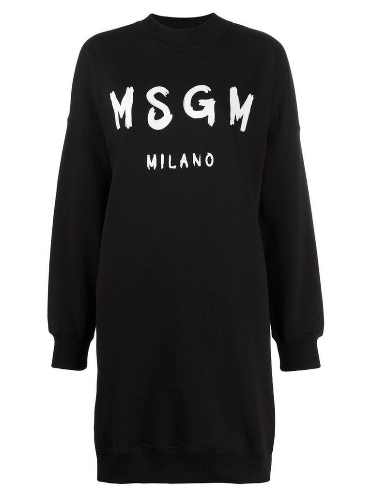 MSGM logo print sweatshirt dress - Black