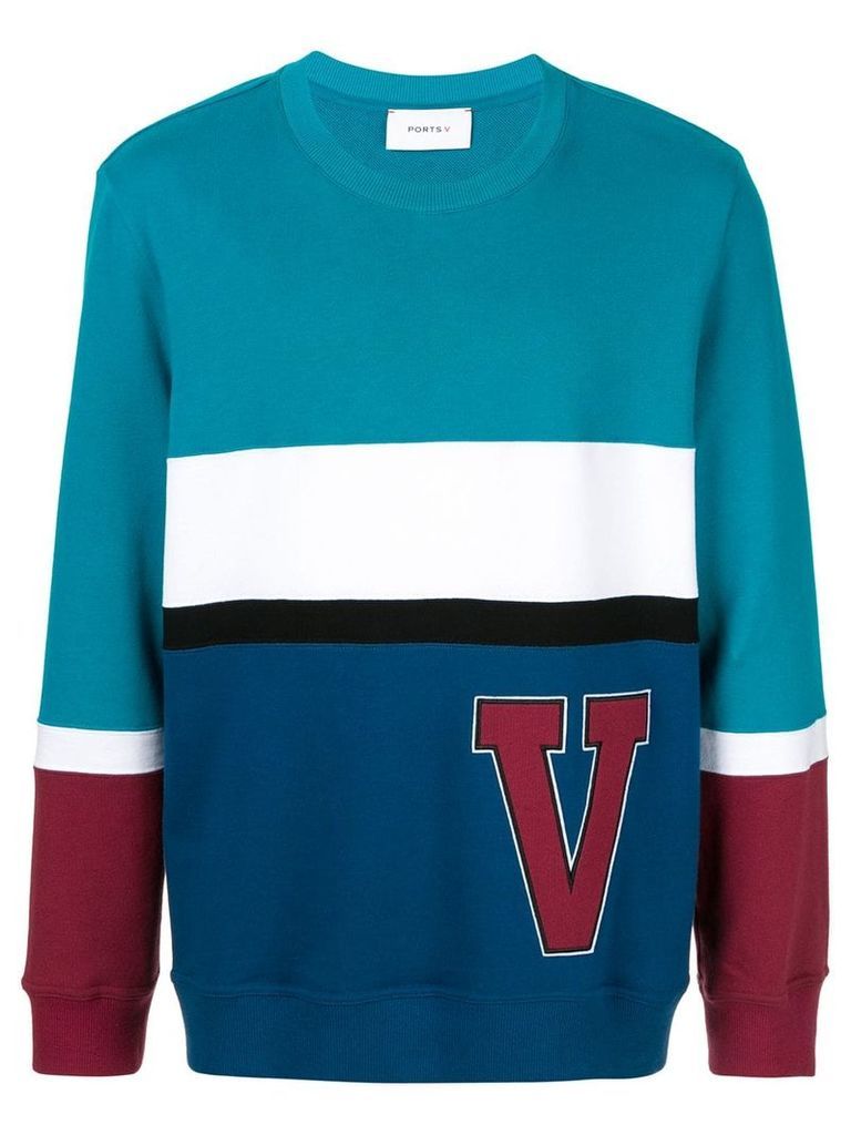 Ports V striped logo sweatshirt - Blue