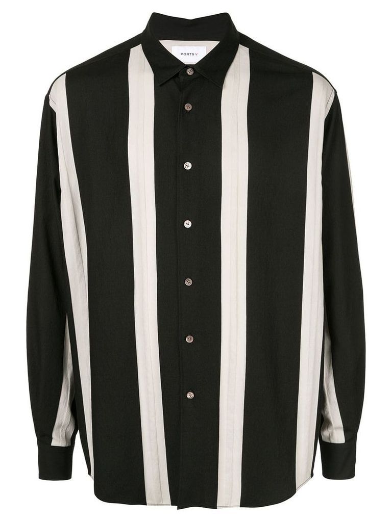 Ports V vertical stripe button-up shirt - Black