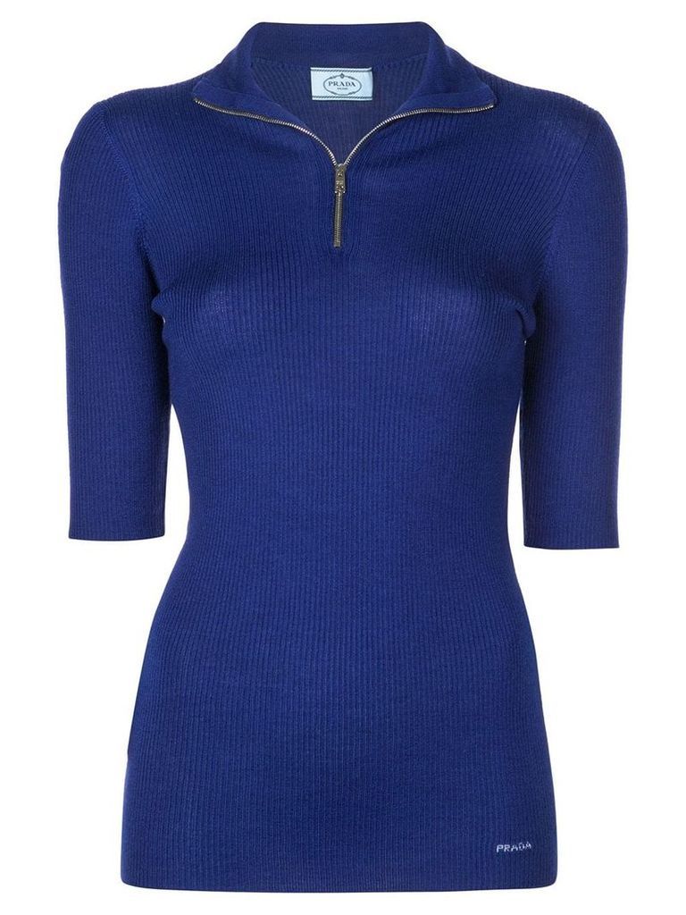 Prada half-zip knitted top - Blue