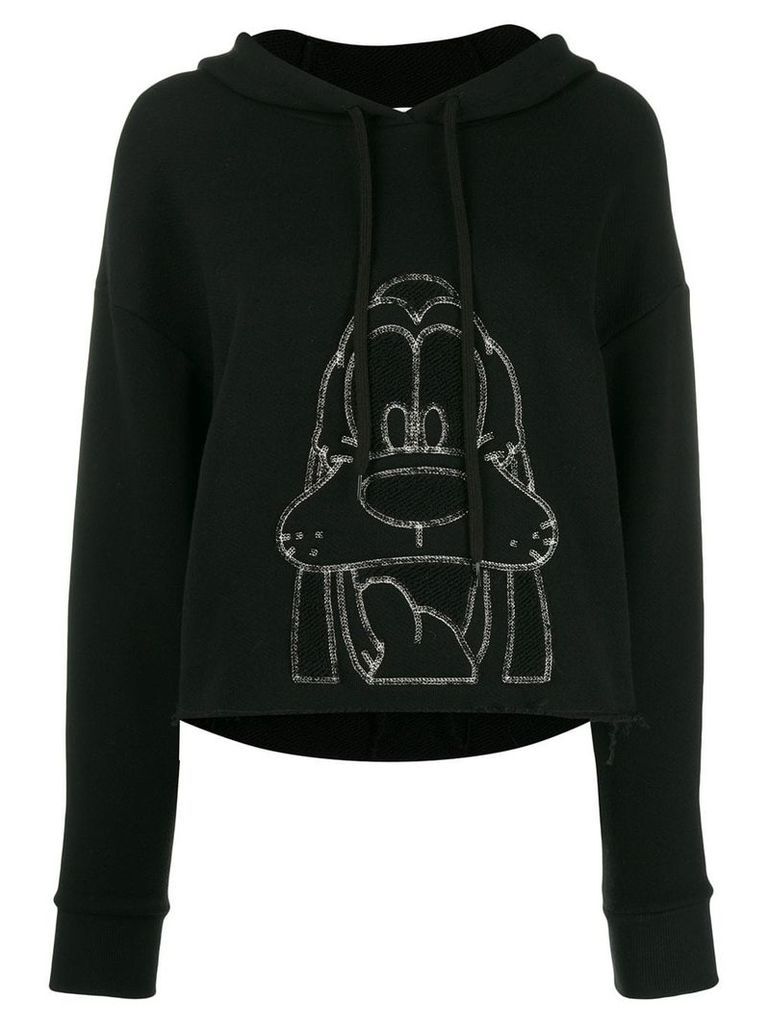 Monse embroidered Pluto cropped hoodie - Black