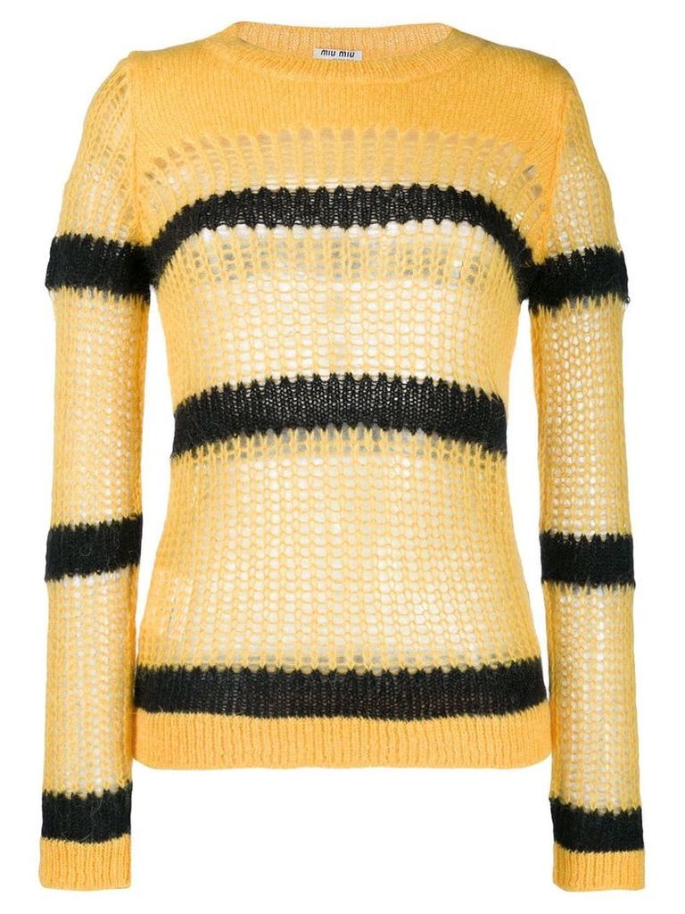 Miu Miu striped open-knit jumper - Yellow