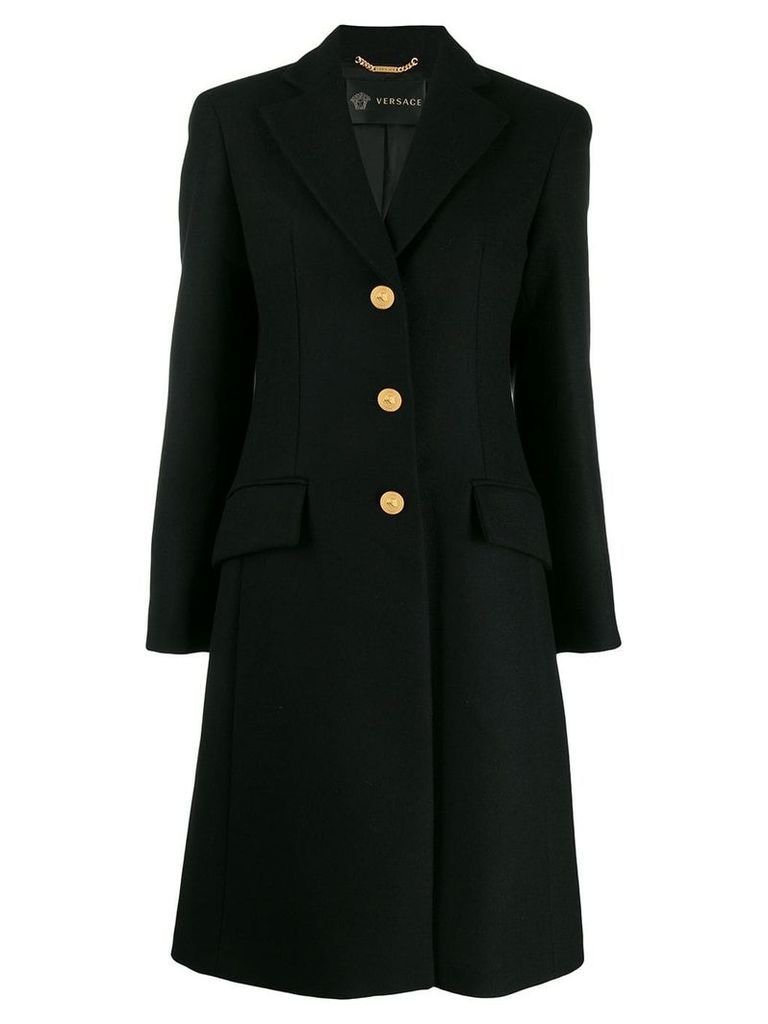 Versace single-breasted wool coat - Black