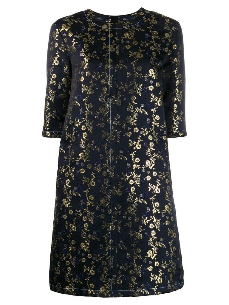 Marni floral embroidered T-shirt dress - Blue