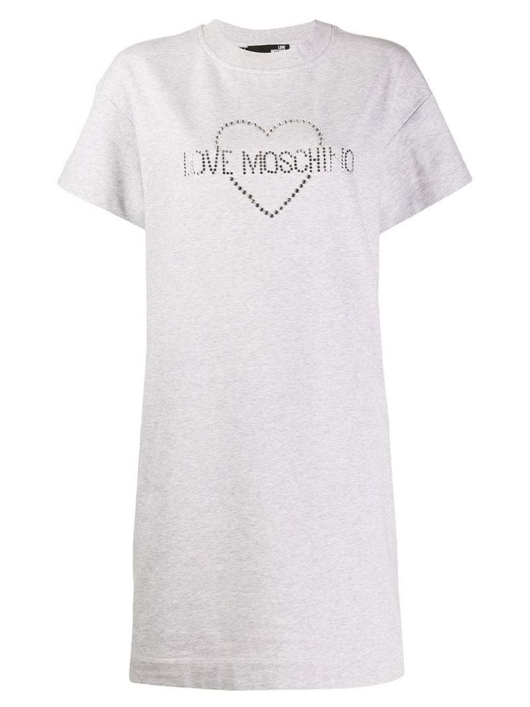 Love Moschino studded logo T-shirt dress - Grey