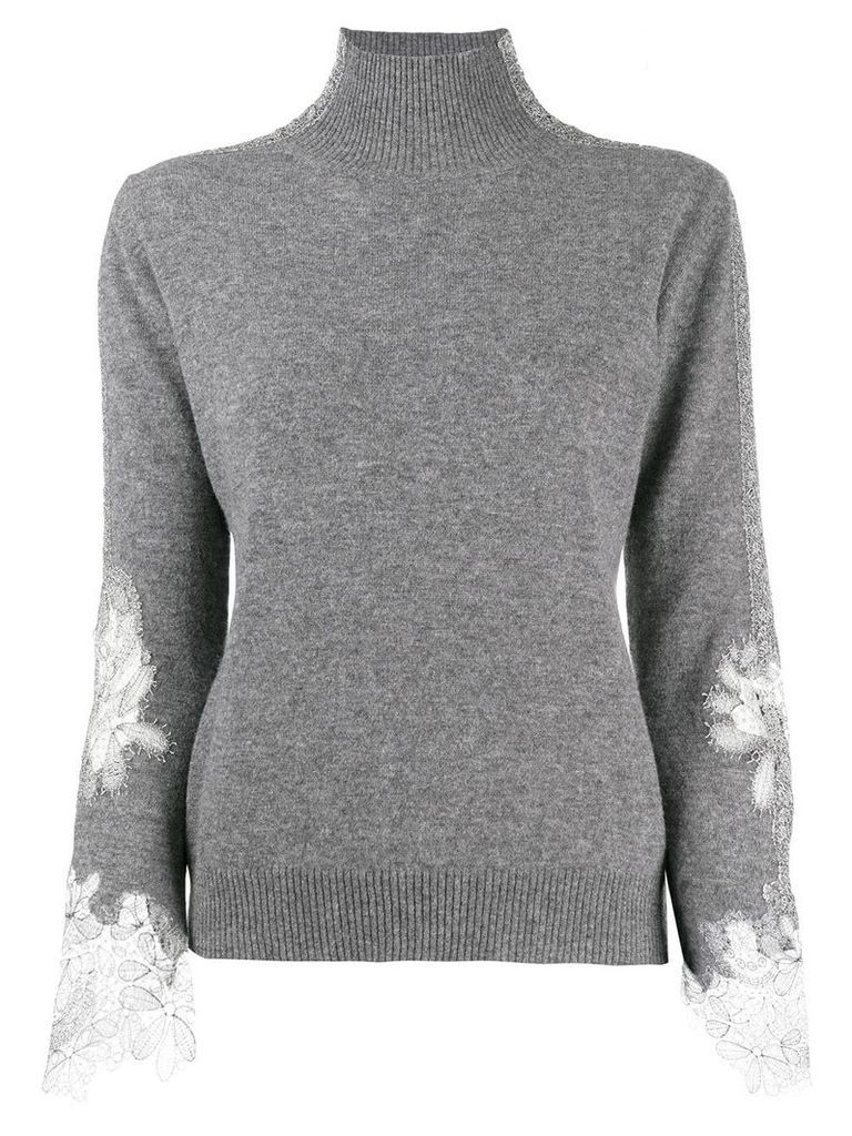 Ermanno Scervino lace sleeve jumper - Grey