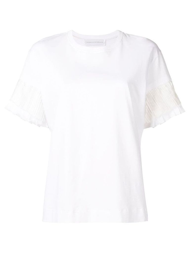 Victoria Victoria Beckham pleated sleeve T-shirt - White