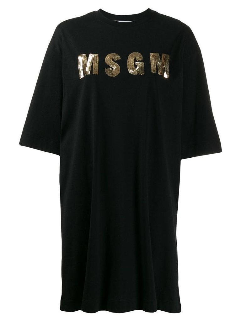 MSGM sequin logo T-shirt dress - Black