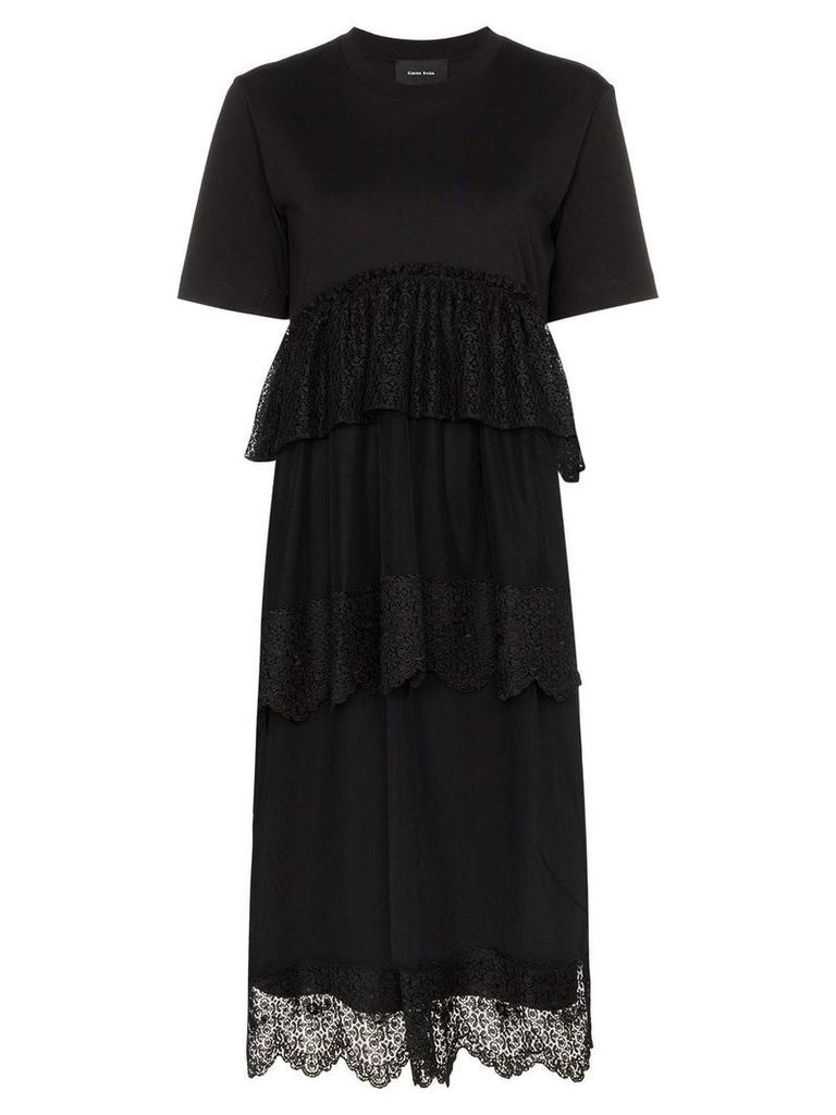 Simone Rocha lace-trim tiered midi-dress - Black