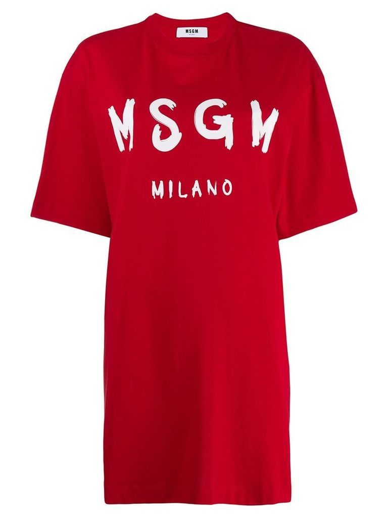 MSGM logo print T-shirt dress - Red