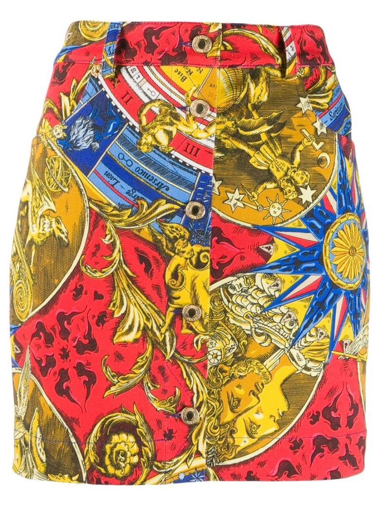 Moschino printed denim skirt - Red