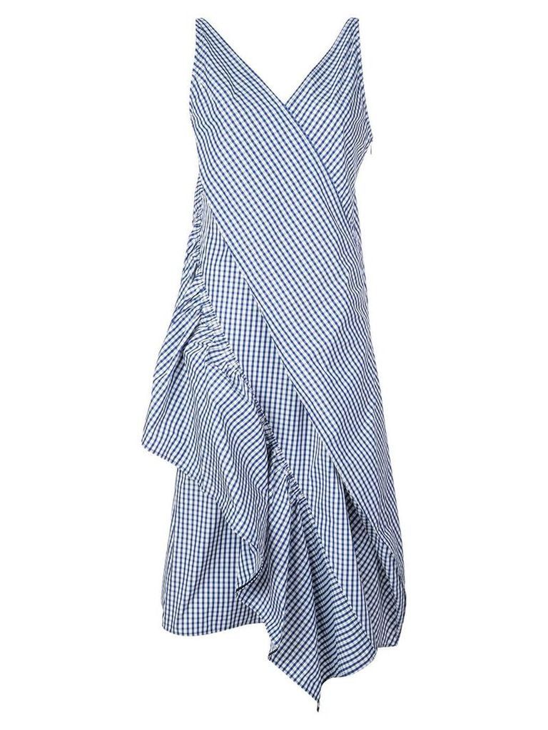 Adeam gingham print asymmetric dress - Blue