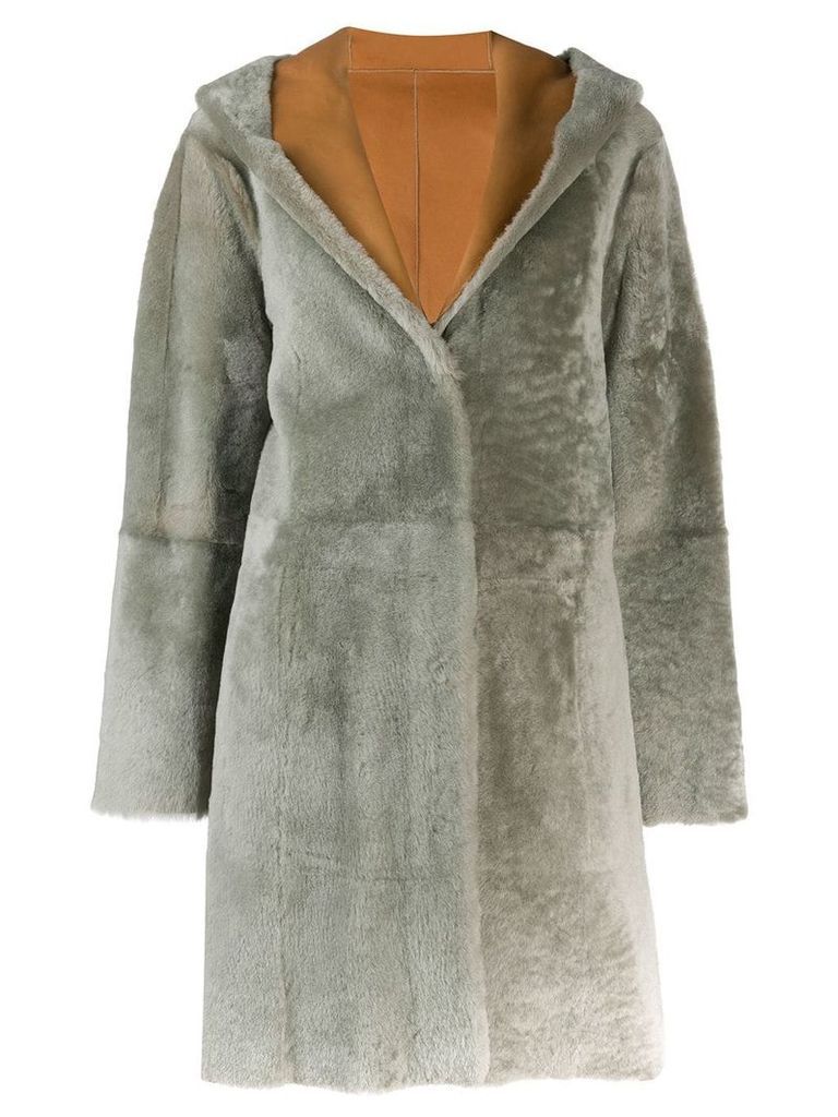 Drome hooded fur trim coat - Brown