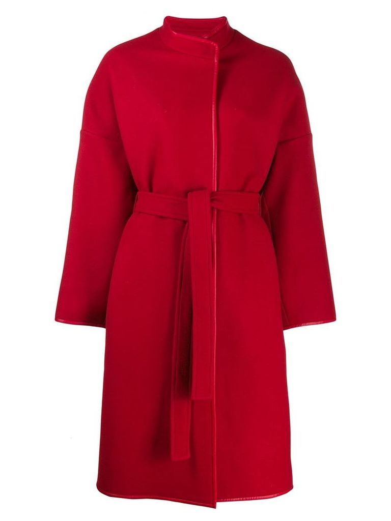 Pinko leather trim coat - Red
