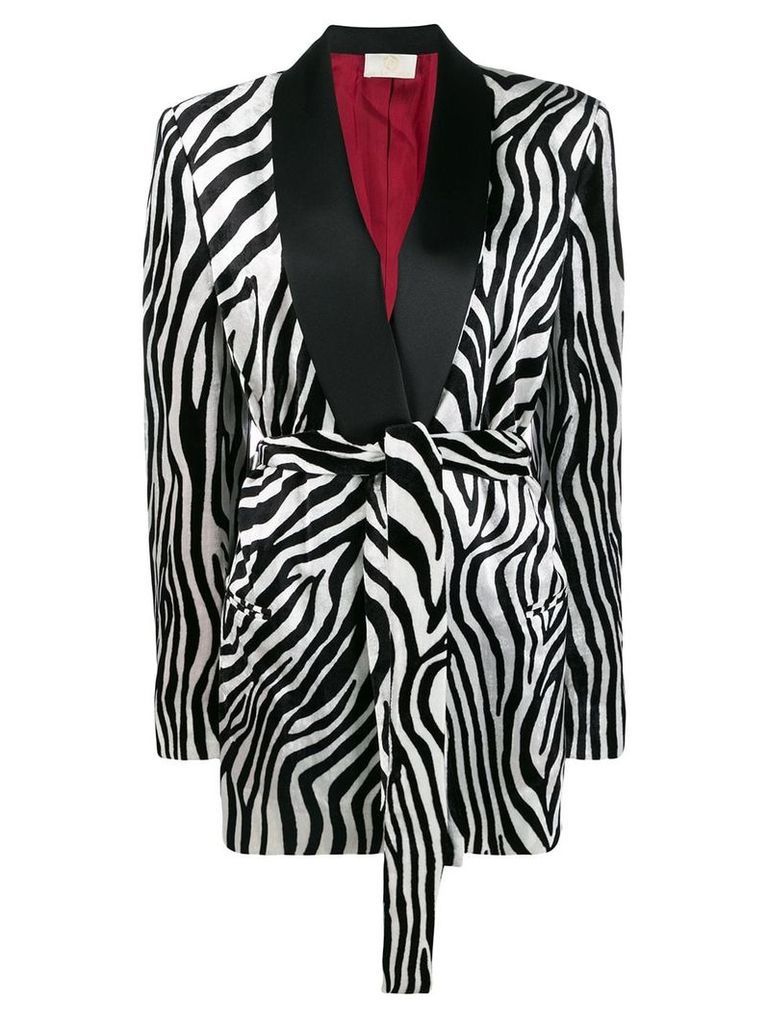 Sara Battaglia zebra printed blazer - Black