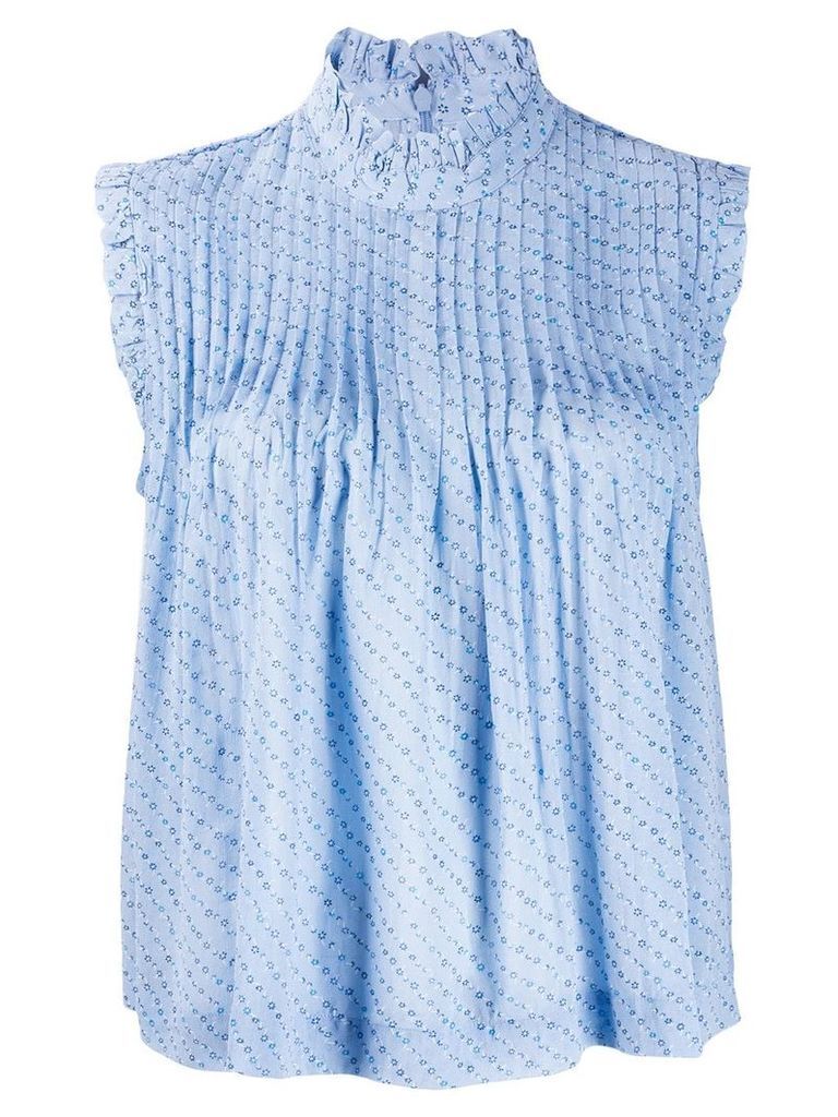 Ganni ruched tank top - Blue