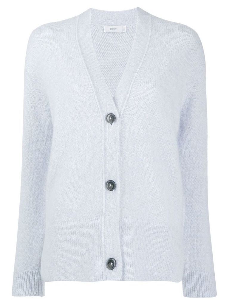 Closed knitted button-up cardigan - Blue