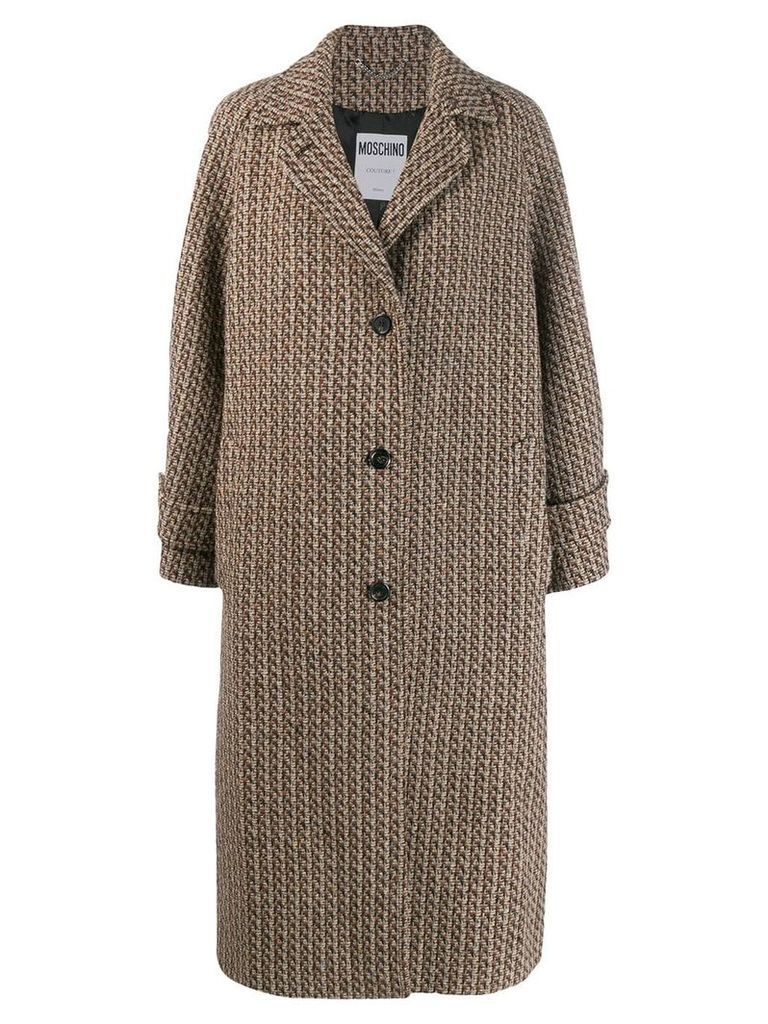 Moschino single-breasted woven coat - NEUTRALS