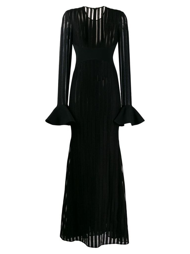 David Koma striped longsleeved dress - Black