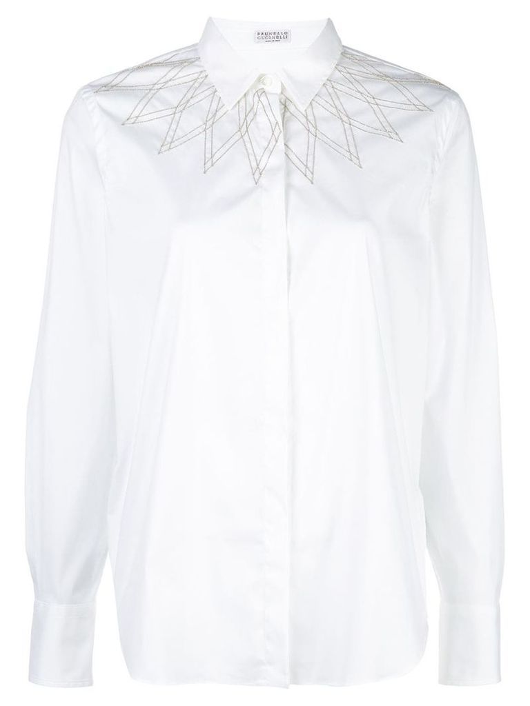 Brunello Cucinelli contrasting topstitching shirt - White