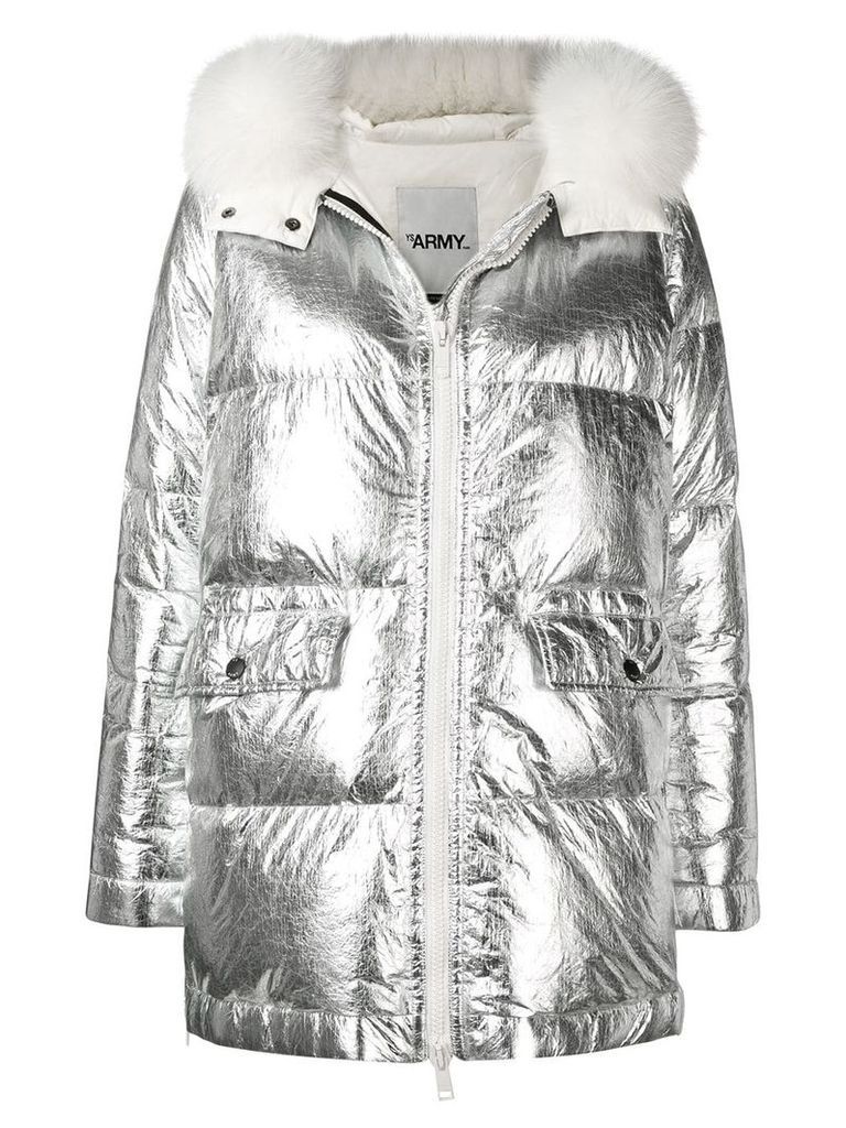 Yves Salomon Army oversized parka coat - Metallic