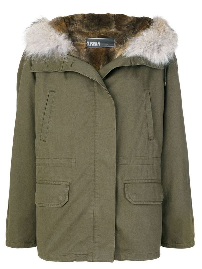 Yves Salomon Army fur-trimmed parka coat - Green