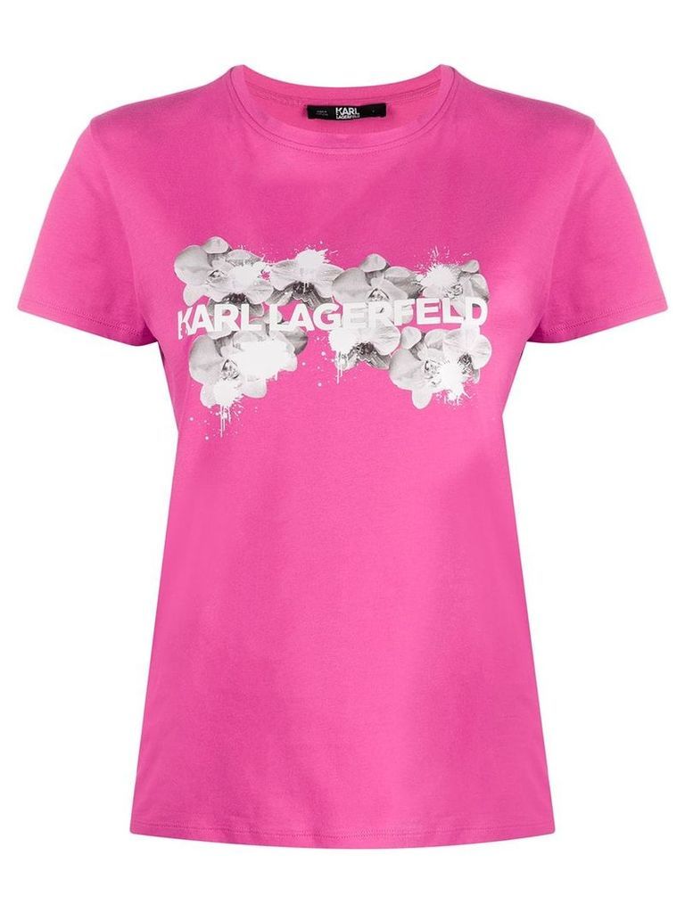 Karl Lagerfeld orchid logo T-Shirt - PINK