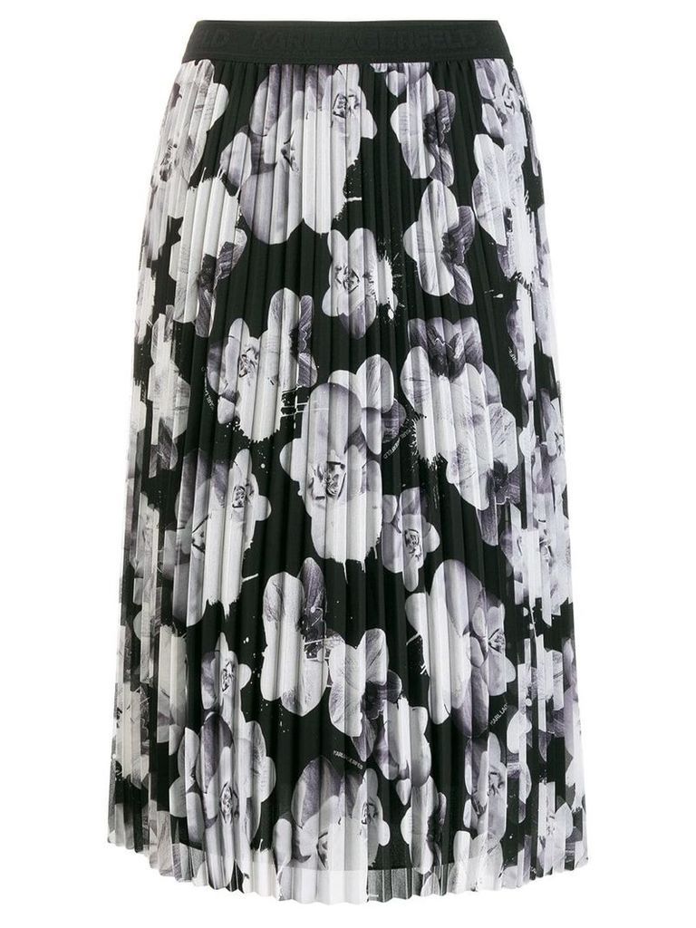 Karl Lagerfeld orchid print midi skirt - Grey