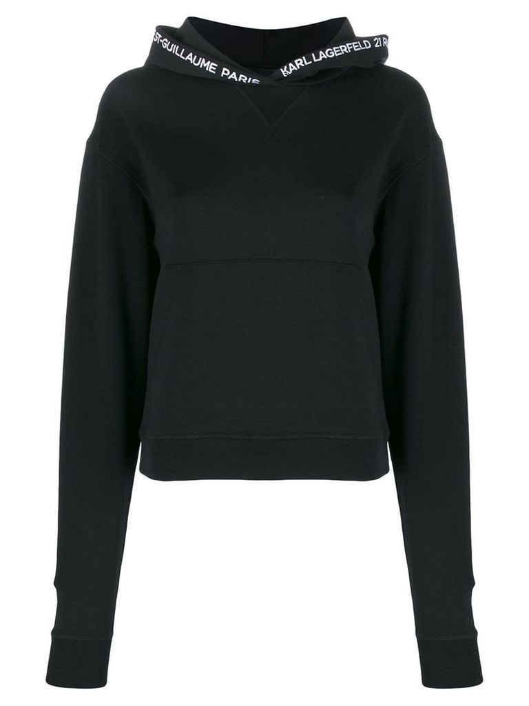 Karl Lagerfeld embroidered logo hoodie - Black