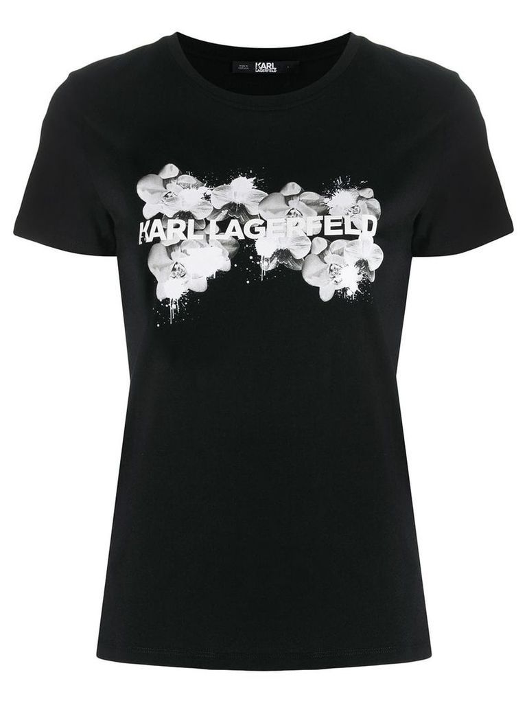 Karl Lagerfeld Orchid logo T-Shirt - Black
