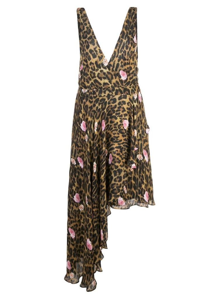 Nicole Miller sleeveless leopard print dress - Brown