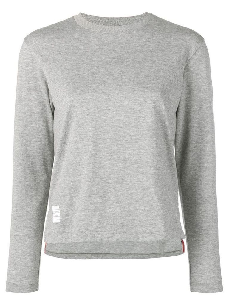 Thom Browne logo-patch long-sleeve T-shirt - Grey