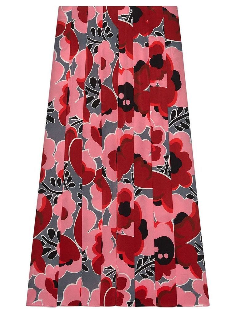 Gucci Poppies silk skirt - PINK