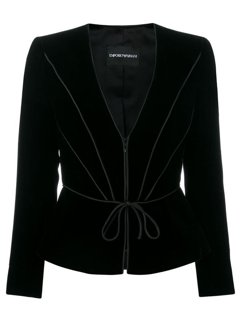 Emporio Armani waist-tied fitted blazer - Black