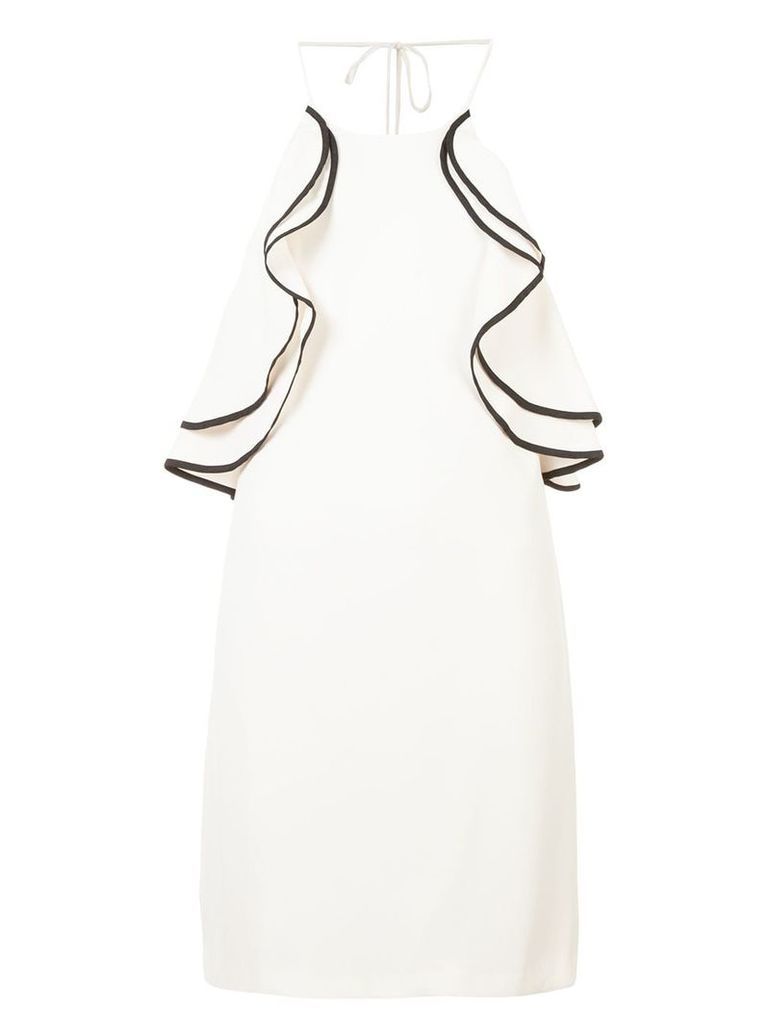 Halston Heritage frilled fitted dress - Neutrals