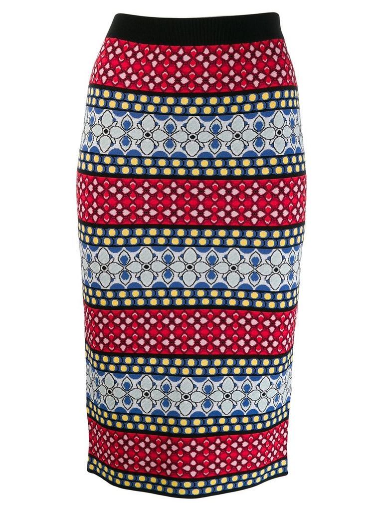 Alice+Olivia floral knitted midi skirt - Red