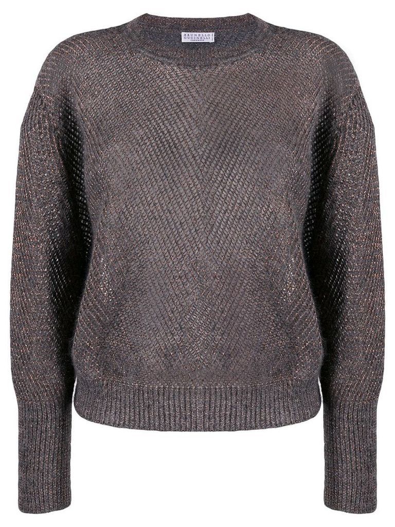Brunello Cucinelli ribbed sweater with glitter detail - Grey