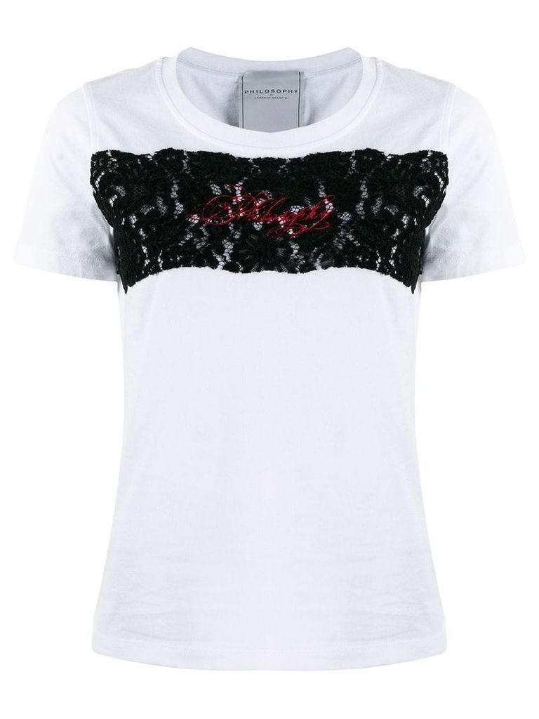 Philosophy Di Lorenzo Serafini logo embroidered lace T-shirt - White